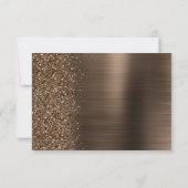 Bronze Brushed Metal Glitter Script Wedding RSVP Karte (Rückseite)