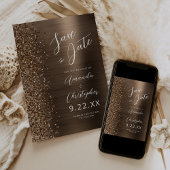 Bronze Brushed Metal Script Save the Date Ankündigung