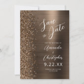 Bronze Brushed Metal Script Save the Date Ankündigung (Vorderseite)