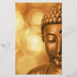 Bronze-Buddha-Statue mit Golden Bokeh-Hintergrund Briefpapier