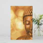 Bronze-Buddha-Statue mit Golden Bokeh-Hintergrund Briefpapier (Stehend Vorderseite)
