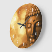 Bronze-Buddha-Statue mit Golden Bokeh-Hintergrund Große Wanduhr (Winkel)
