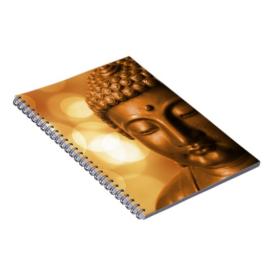 Bronze-Buddha-Statue mit Golden Bokeh-Hintergrund Notizblock (Rechte Seite)
