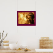 Bronze-Buddha-Statue mit Golden Bokeh-Hintergrund Poster (Küche)