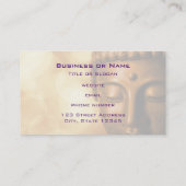 Bronze-Buddha-Statue mit Golden Bokeh-Hintergrund Visitenkarte (Rückseite)