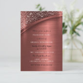 Bronze Burgund Glitzer Brautparty Geburtstag Einladung (Stehend Vorderseite)