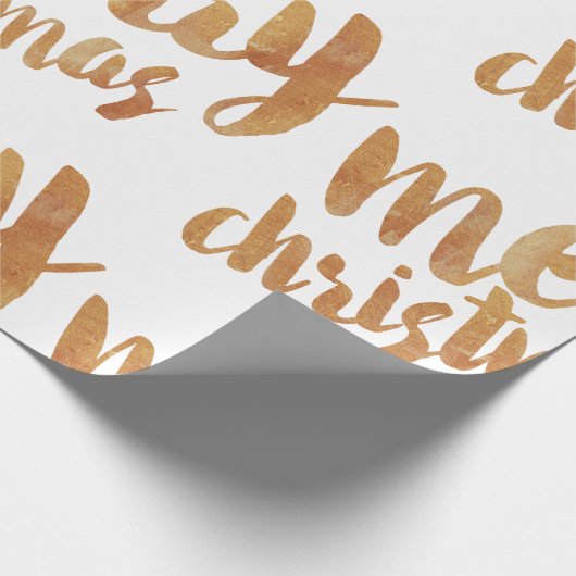 Bronze Calligraphy Frohe Weihnachten Geschenkpapier (Ecke)