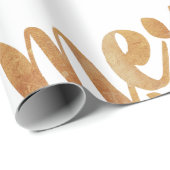 Bronze Calligraphy Frohe Weihnachten Geschenkpapier (Rolleneckpunkt)