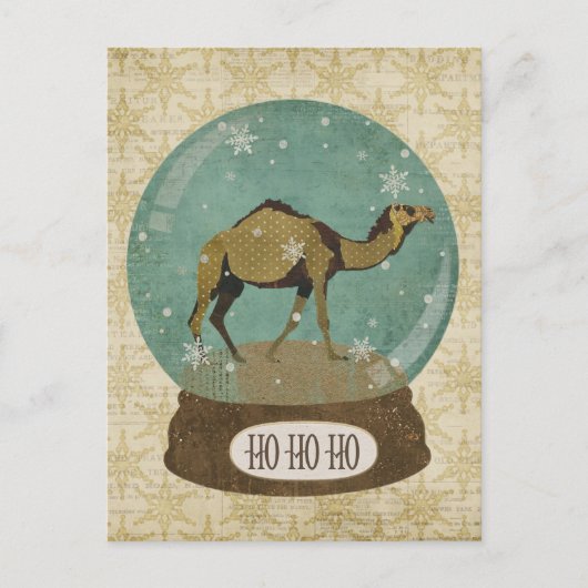 Bronze Camel Snowglobe Postcard Postkarte (Vorderseite)