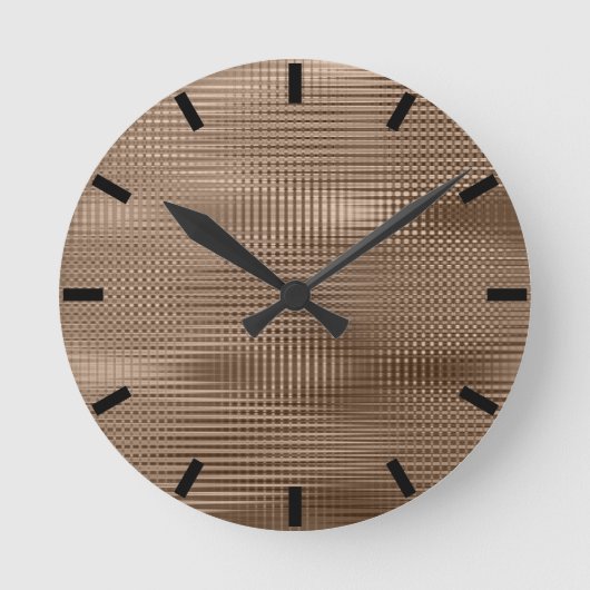 Bronze Coffee Minimal Metallic Grill Streifen schw Runde Wanduhr (Vorderseite)