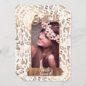 Bronze Copper Foil Modern Sweet 16 Birthday Foto Einladung (Vorne/Hinten)