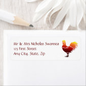 Bronze Copper Rooster Chicken Custom Address Label (Insitu)