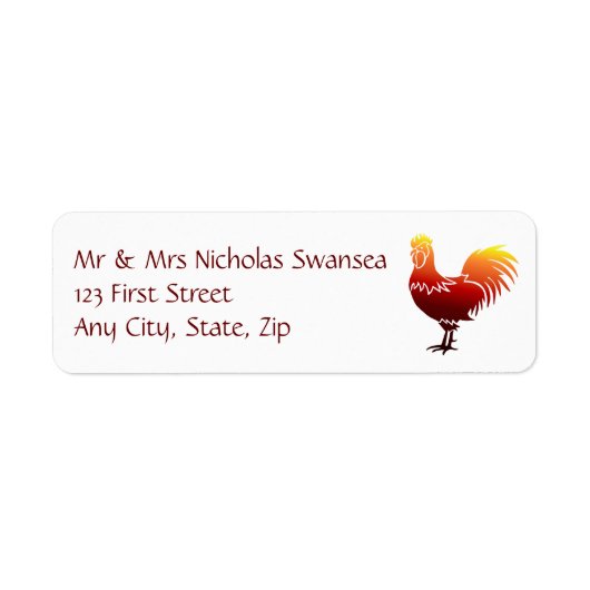 Bronze Copper Rooster Chicken Custom Address Label (Vorne)