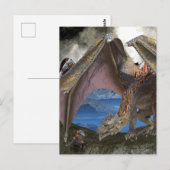Bronze-Drache VS Krieger Postkarte (Vorne/Hinten)