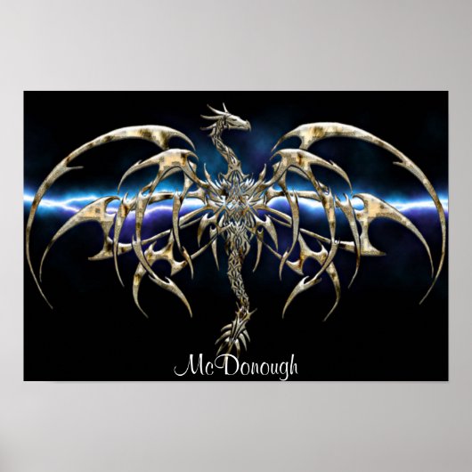Bronze Dragon auf dem Blitzstrahl Poster (Vorne)