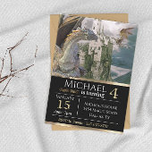 Bronze Dragon Mittelalterliches Schloss Metallic G Einladung