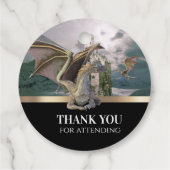 Bronze Dragon Mittelalterliches Schloss Metallic G Geschenkanhänger (Rückseite)