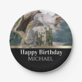 Bronze Dragon Mittelalterliches Schloss Metallic G Pappteller (Vorderseite)