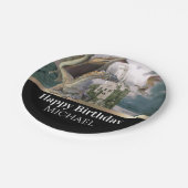 Bronze Dragon Mittelalterliches Schloss Metallic G Pappteller (Schrägansicht)