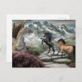 Bronze Dragon Unicorn Fantasie Postkarte (Vorne/Hinten)