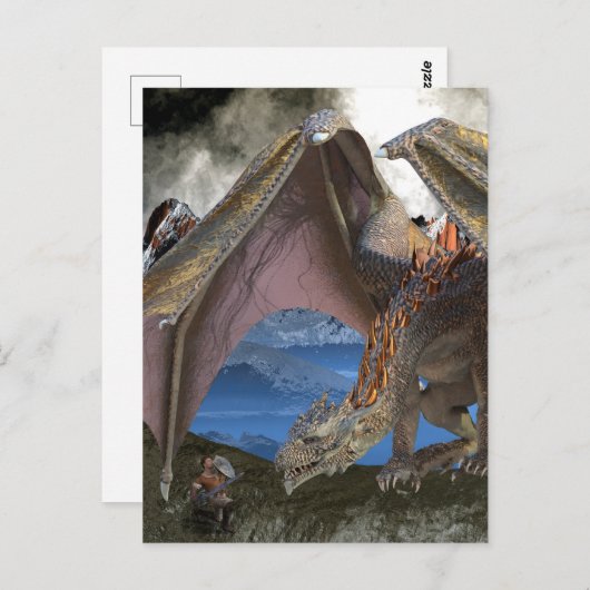 Bronze Dragon VS Warrior Postkarte (Vorne/Hinten)