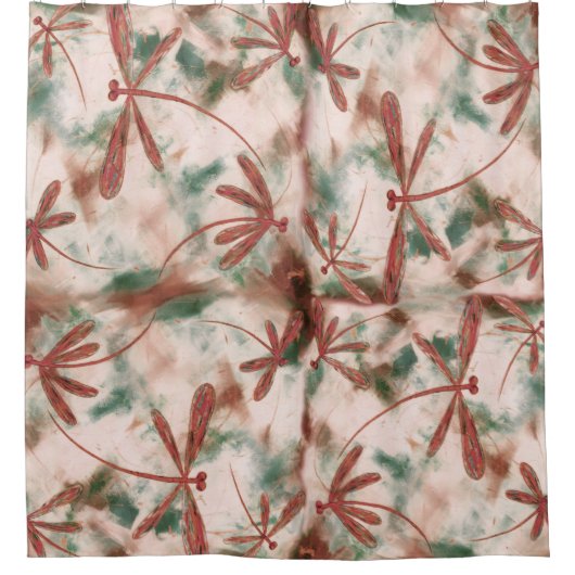 Bronze Dragonfis Green Splash Duschvorhang (Vorderseite)