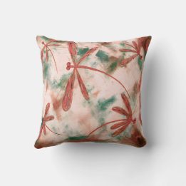 Bronze Dragonflies Green Splash Kissen