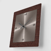 Bronze-Edelstahl Moderne Burlap Border Quadratische Wanduhr (Winkel)