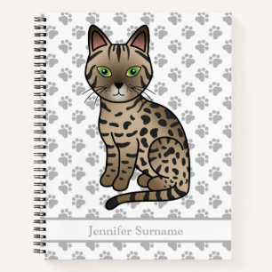 Bronze Egyptian Mau Niedlicher Cartoon Cat & Custo Notizblock