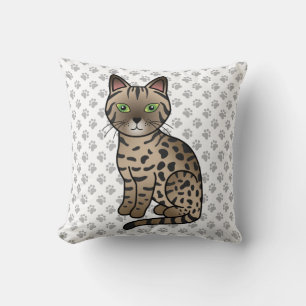 Bronze Egyptian Mau Niedlicher Cartoon Cat & Paws Kissen