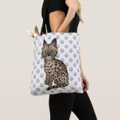 Bronze Egyptian Mau Niedlicher Cartoon Cat & Paws Tasche (Von Nahem)