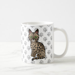Bronze Egyptian Mau Niedlicher Cartoon Katze Illus Kaffeetasse