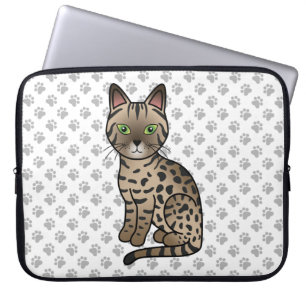 Bronze Egyptian Mau Süße Cartoon-Katze Illustratio Laptopschutzhülle