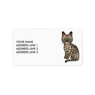 Bronze Egyptian Mau Süße Katze & Benutzerdefiniert Adressaufkleber