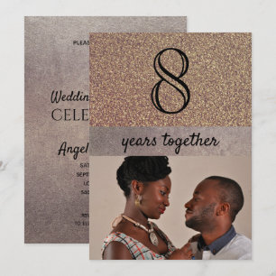 Bronze Eleganter Glitzer 8. Hochzeitstag Einladung