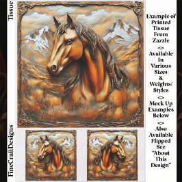 Bronze Embossed Mountain Horse EK7L Decoupage Seidenpapier