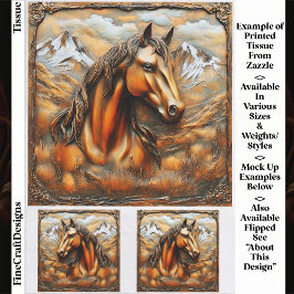Bronze Embossed Mountain Horse EK7R Decoupage Seidenpapier