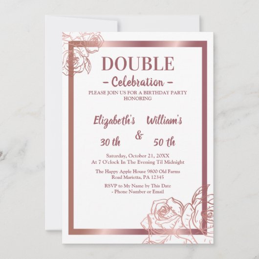 Bronze Erwachsene Doppelschwanz Geburtstag Einladung (Vorderseite)