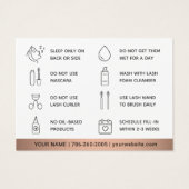 Bronze Eyelash Extensions Lash Aftercare Card (Rückseite)