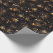 Bronze-Feuerwerk auf schwarz Geschenkpapier (Ecke)