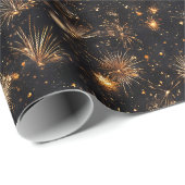 Bronze-Feuerwerk auf schwarz Geschenkpapier (Rolleneckpunkt)