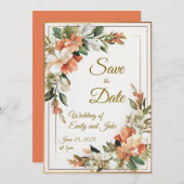 Bronze Florals Save the Date Einladung (Vorne/Hinten)