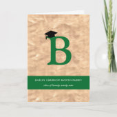 Bronze Foil Monogram Alphabet B Modernes Foto Grad Einladung (Vorderseite)