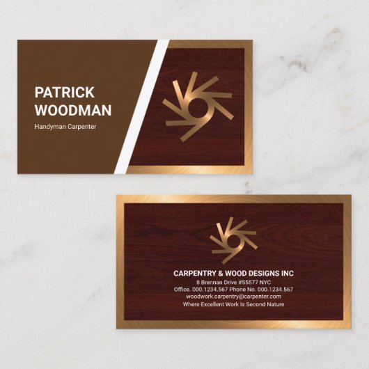 Bronze Frame Holz Grain Builder Visitenkarte (Vorne/Hinten)