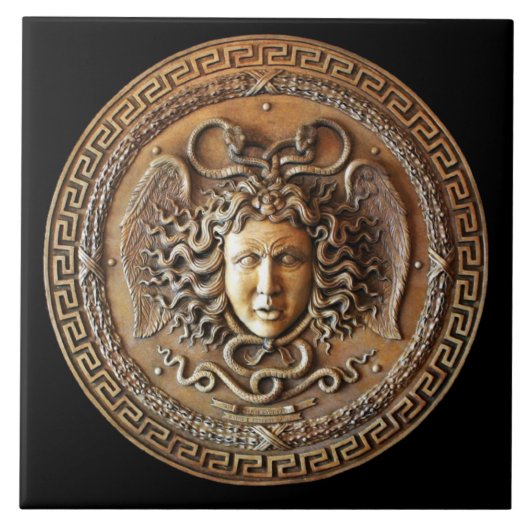 Bronze französische Medusa-Mauer mit griechischem  Fliese (Vorderseite)