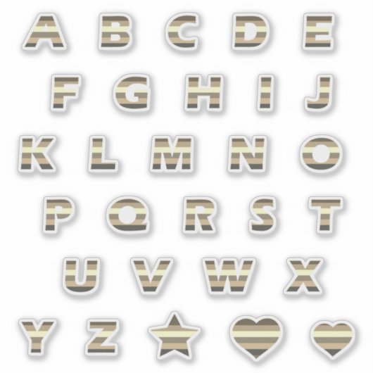 Bronze-Gelbe Streifen Buchstaben Monogramm Aufkleber (Vorderseite)