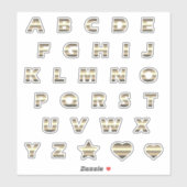 Bronze-Gelbe Streifen Buchstaben Monogramm Aufkleber (Blatt)