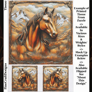 Bronze geprägtes Bergpferd EK7R Decoupage Seidenpapier