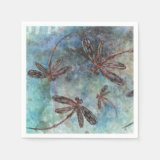 Bronze getippte Libellen Magic Sky Serviette (Vorderseite)