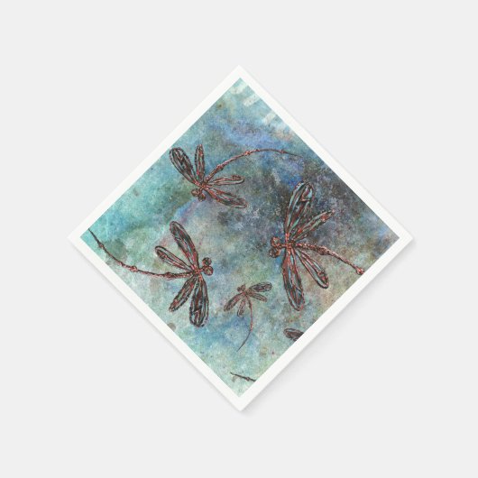 Bronze getippte Libellen Magic Sky Serviette (Ecke)